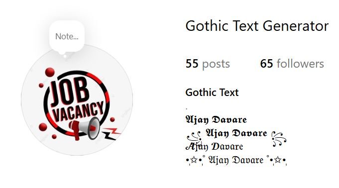 Gothic Text for Instagram Bio