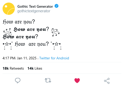 Gothic Text for Twitter